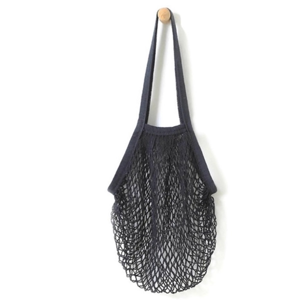Farmer’s Market Mesh Cotton Shopping Bag in Black 🥬 🍎 🥕